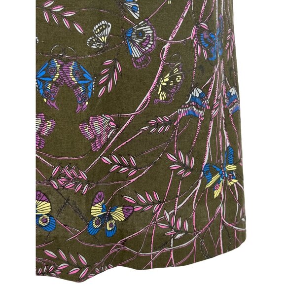 RARE VTG Free People Green Butterfly Mini Dress 10| Whimsigoth Boho Fairy Grunge - Picture 11 of 16